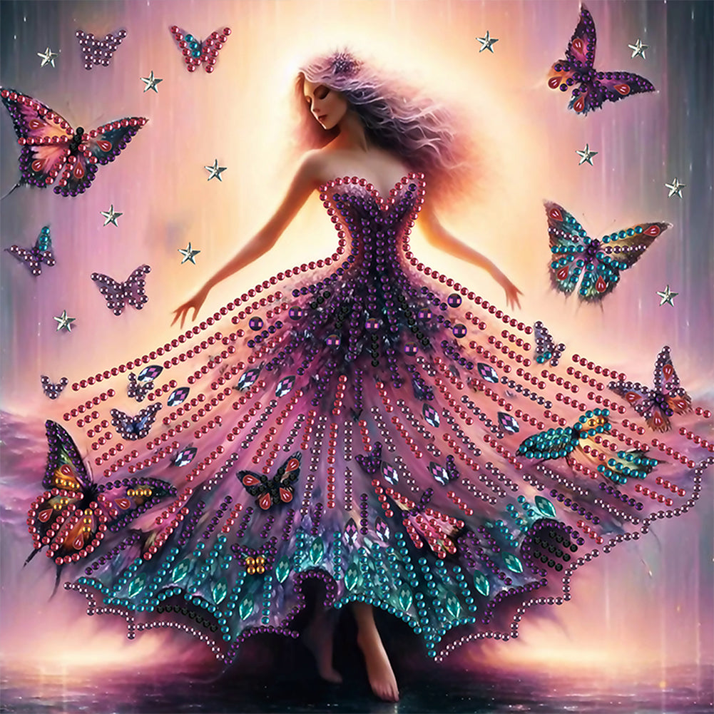 Diamond Painting - Partial Special Shaped - Beautiful skirt girl (30*30CM)