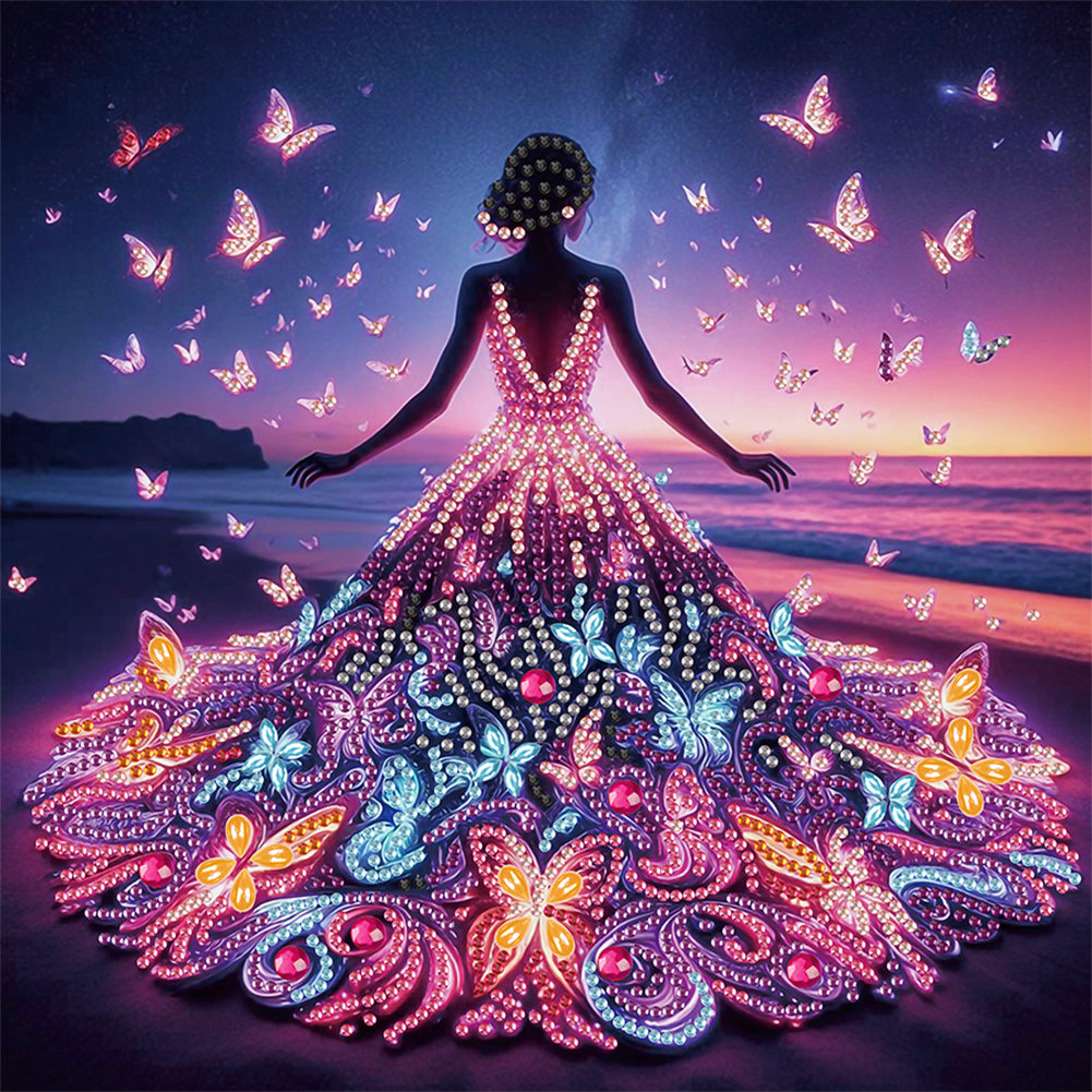 Diamond Painting - Partial Special Shaped - Beautiful skirt girl (30*30CM)