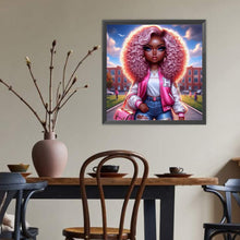 Load image into Gallery viewer, Diamond Painting - Full Round - pink afro girl (40*40CM)
