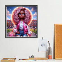 Load image into Gallery viewer, Diamond Painting - Full Round - pink afro girl (40*40CM)
