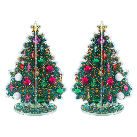Special Shaped Christmas Tree Diamond Painting Tabletop Ornaments Kit (B)