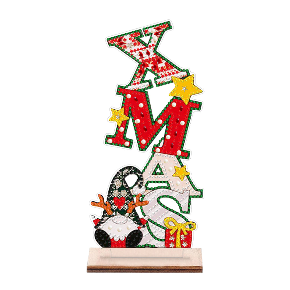 Wooden Special Shaped Cute Gnome 5D DIY Diamond Art Tabletop Decor Bedroom Decor