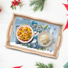 Load image into Gallery viewer, Christmas Diamond Painting Wooden Serving Tray Home Decoration (Blue Snowman)
