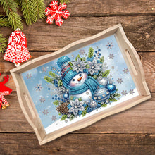 Load image into Gallery viewer, Christmas Diamond Painting Wooden Serving Tray Home Decoration (Blue Snowman)
