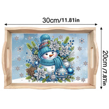 Load image into Gallery viewer, Christmas Diamond Painting Wooden Serving Tray Home Decoration (Blue Snowman)
