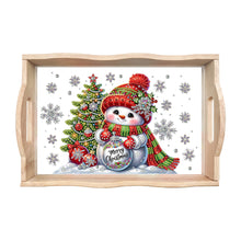 Load image into Gallery viewer, Christmas Diamond Painting Wooden Serving Tray Home Decoration (Red Snowman)

