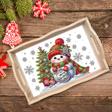 Load image into Gallery viewer, Christmas Diamond Painting Wooden Serving Tray Home Decoration (Red Snowman)
