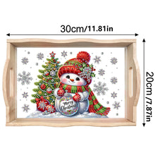 Load image into Gallery viewer, Christmas Diamond Painting Wooden Serving Tray Home Decoration (Red Snowman)

