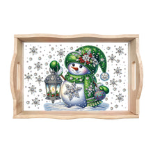 Load image into Gallery viewer, Christmas Diamond Painting Wooden Serving Tray Home Decoration (Green Snowman)
