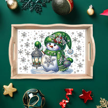Load image into Gallery viewer, Christmas Diamond Painting Wooden Serving Tray Home Decoration (Green Snowman)
