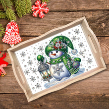 Load image into Gallery viewer, Christmas Diamond Painting Wooden Serving Tray Home Decoration (Green Snowman)
