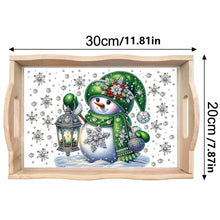Load image into Gallery viewer, Christmas Diamond Painting Wooden Serving Tray Home Decoration (Green Snowman)

