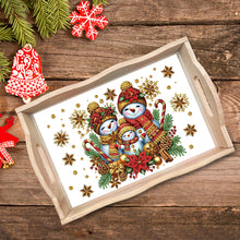 Load image into Gallery viewer, Christmas Diamond Painting Wooden Serving Tray Home Decoration (Snowman Family)
