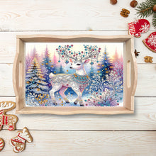 Load image into Gallery viewer, Christmas Diamond Painting Wooden Serving Tray Home Decoration (Blue Elk)
