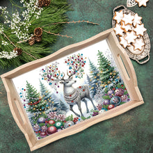 Load image into Gallery viewer, Christmas Diamond Painting Wooden Serving Tray Home Decoration (Green Elk)
