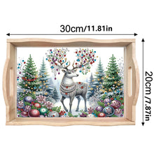 Load image into Gallery viewer, Christmas Diamond Painting Wooden Serving Tray Home Decoration (Green Elk)
