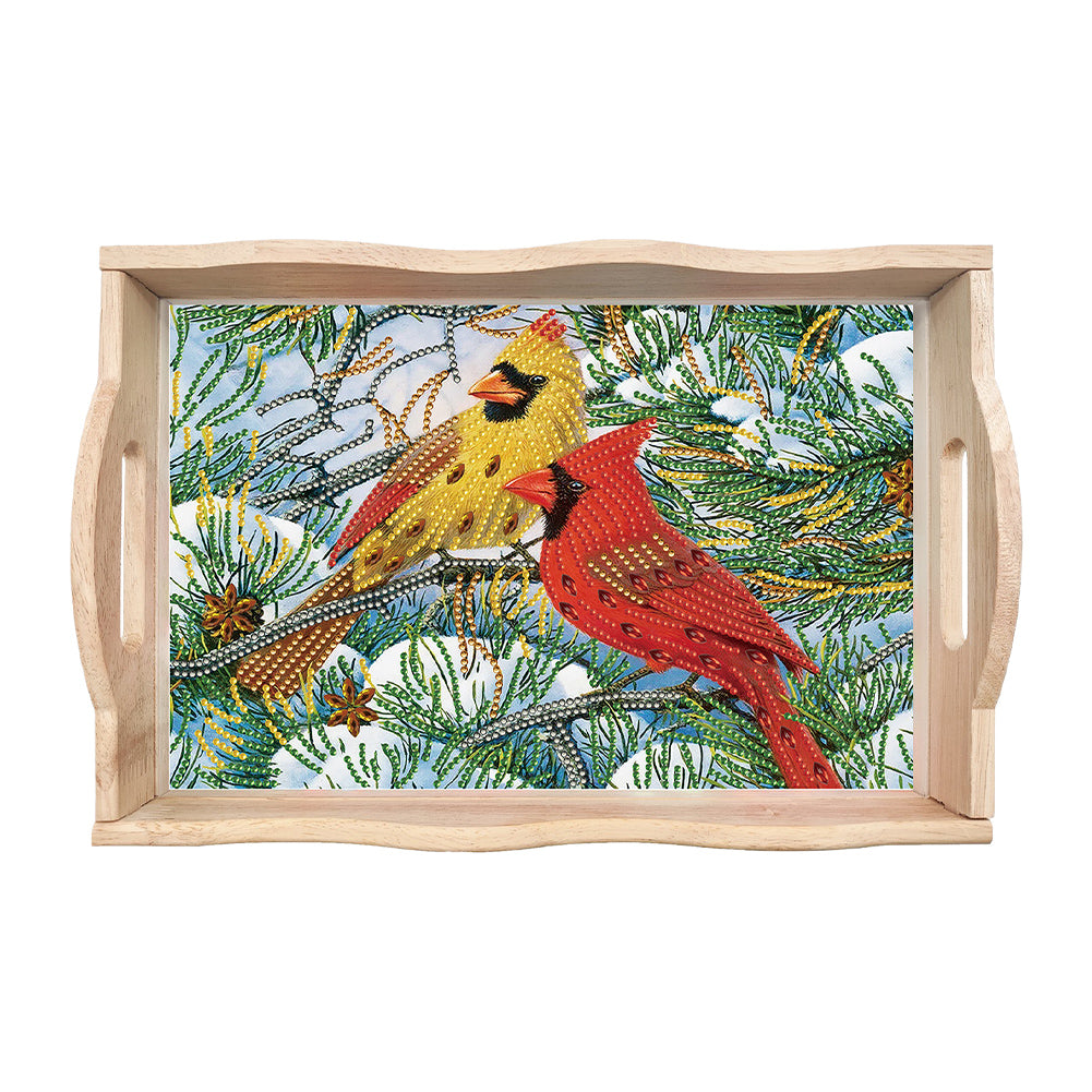 Christmas Diamond Painting Wooden Serving Tray Home Decoration (Two Birds)