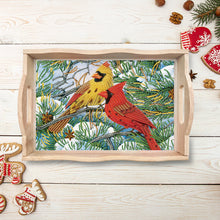 Load image into Gallery viewer, Christmas Diamond Painting Wooden Serving Tray Home Decoration (Two Birds)
