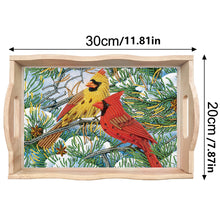 Load image into Gallery viewer, Christmas Diamond Painting Wooden Serving Tray Home Decoration (Two Birds)
