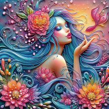Load image into Gallery viewer, Diamond Painting - Partial Special Shaped - flower and girl (40*40CM)
