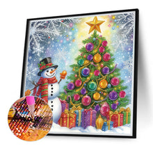 Load image into Gallery viewer, Diamond Painting - Partial Special Shaped - Christmas tree and snowman (40*40CM)
