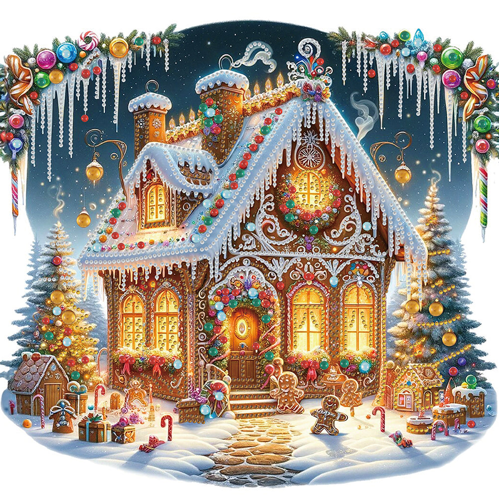 Diamond Painting - Partial Special Shaped - Christmas cabin (40*40CM)