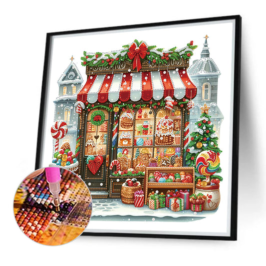 Diamond Painting - Partial Special Shaped - Christmas candy store (40*40CM)