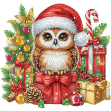 Load image into Gallery viewer, Diamond Painting - Partial Special Shaped - Christmas Owl (40*40CM)
