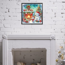 Load image into Gallery viewer, Diamond Painting - Partial Special Shaped - Christmas bear and fireplace (40*40CM)
