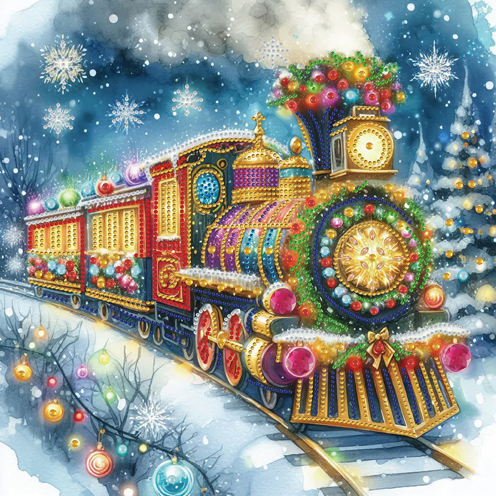 Diamond Painting - Partial Special Shaped - Christmas train (40*40CM)