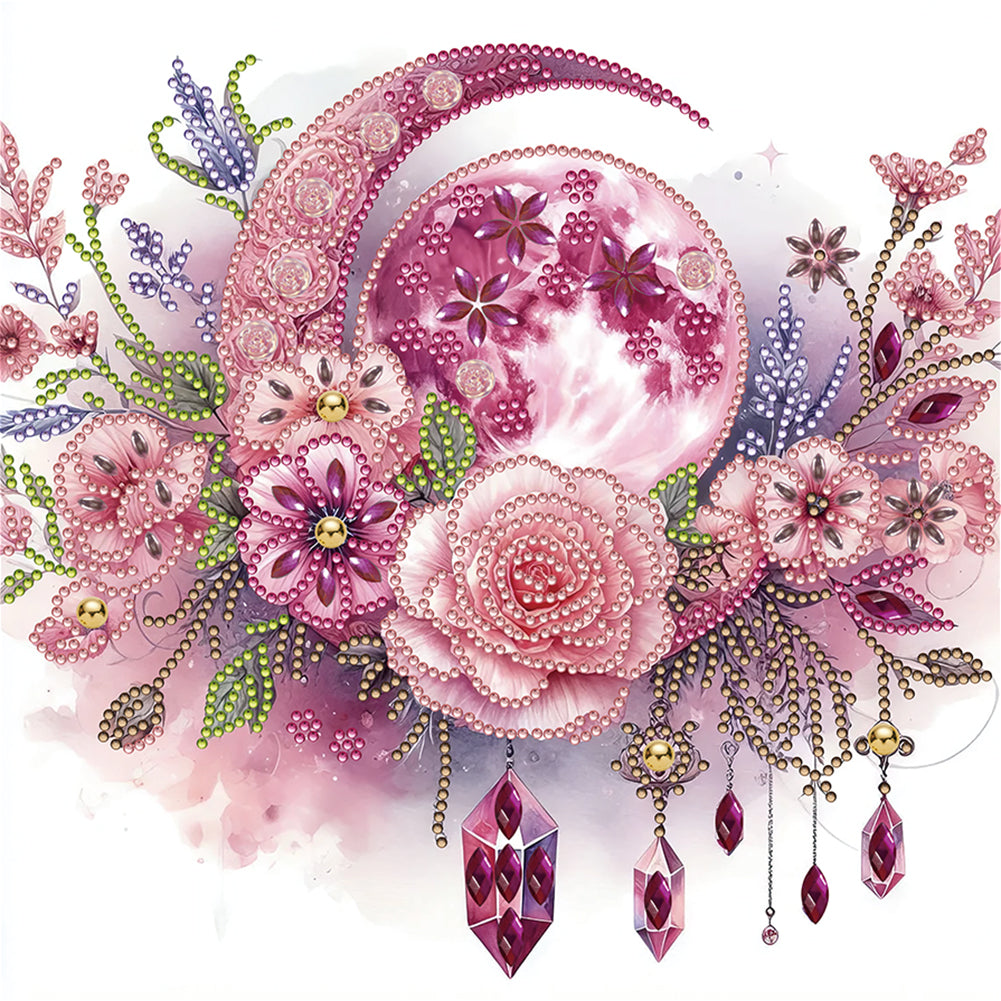 Diamond Painting - Partial Special Shaped - double moon rose (30*30CM)