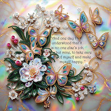 Load image into Gallery viewer, Diamond Painting - Partial Special Shaped - butterfly white flower calligraphy and painting (30*30CM)
