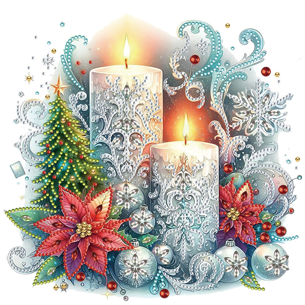 Diamond Painting - Partial Special Shaped - Christmas double candle (30*30CM)