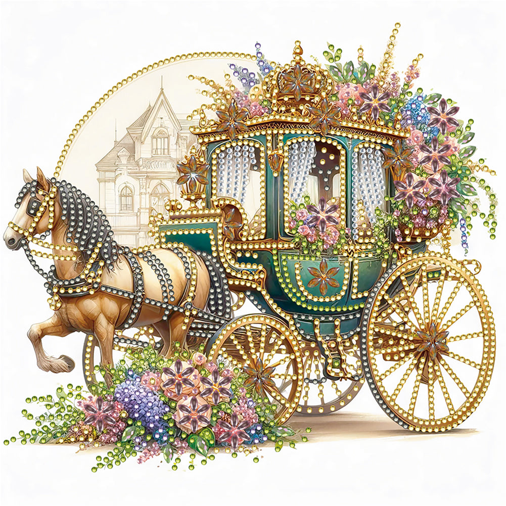 Diamond Painting - Partial Special Shaped - carriage flower (30*30CM)