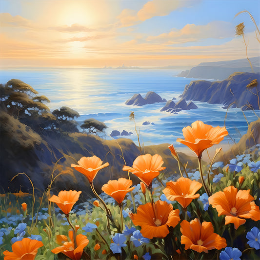 Diamond Painting - Full Round - Flowers at the Seaside (40*40CM)