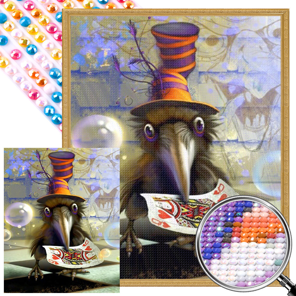 AB Diamond Painting - Full Round - Bird with Playing Cards (40*50CM)