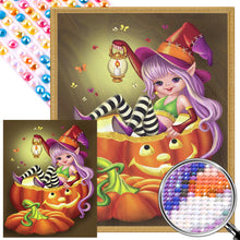 Load image into Gallery viewer, AB Diamond Painting - Full Round - Little Witch in Pumpkin (40*50CM)
