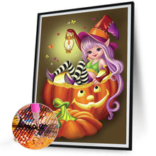 Load image into Gallery viewer, AB Diamond Painting - Full Round - Little Witch in Pumpkin (40*50CM)
