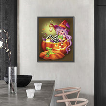 Load image into Gallery viewer, AB Diamond Painting - Full Round - Little Witch in Pumpkin (40*50CM)
