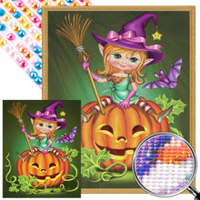Load image into Gallery viewer, AB Diamond Painting - Full Round - Little Witch on Pumpkin (40*50CM)
