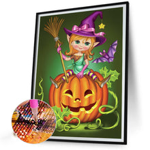Load image into Gallery viewer, AB Diamond Painting - Full Round - Little Witch on Pumpkin (40*50CM)
