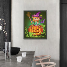 Load image into Gallery viewer, AB Diamond Painting - Full Round - Little Witch on Pumpkin (40*50CM)
