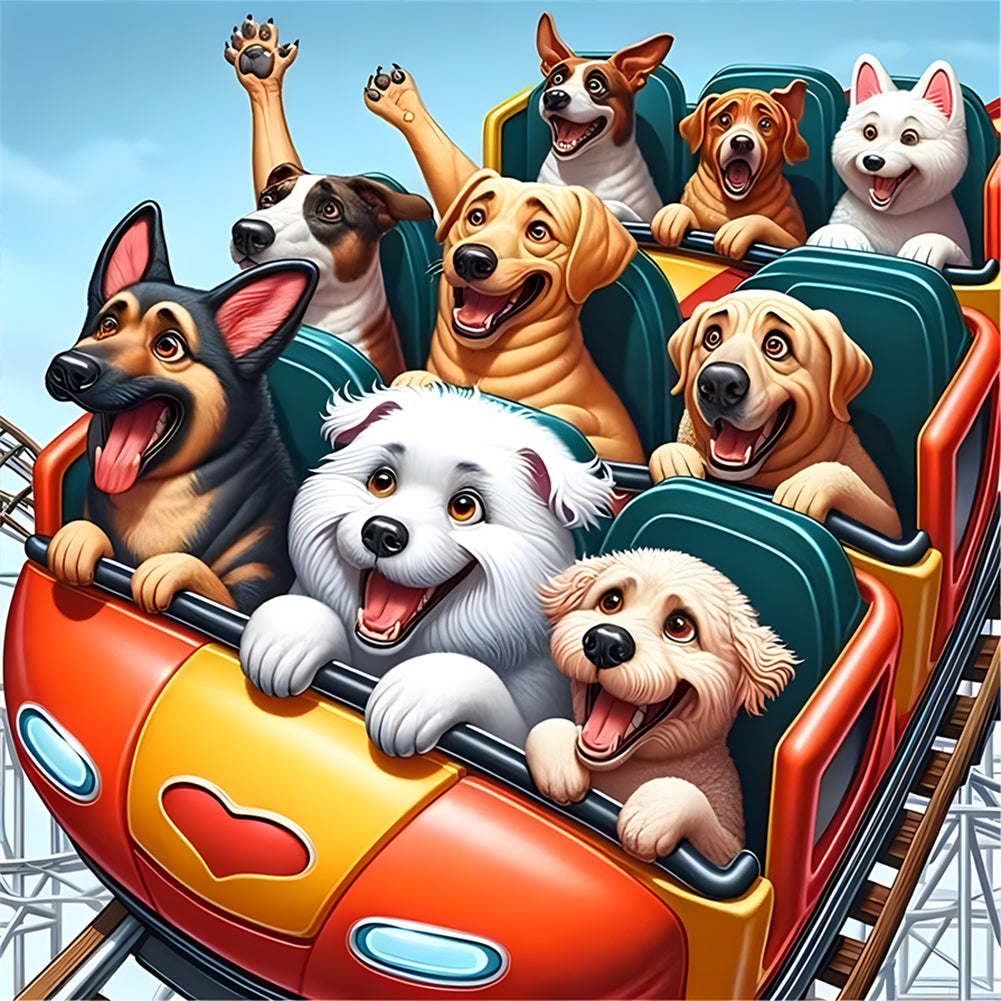 Diamond Painting - Full Round - Roller Coaster Puppy (40*40CM)