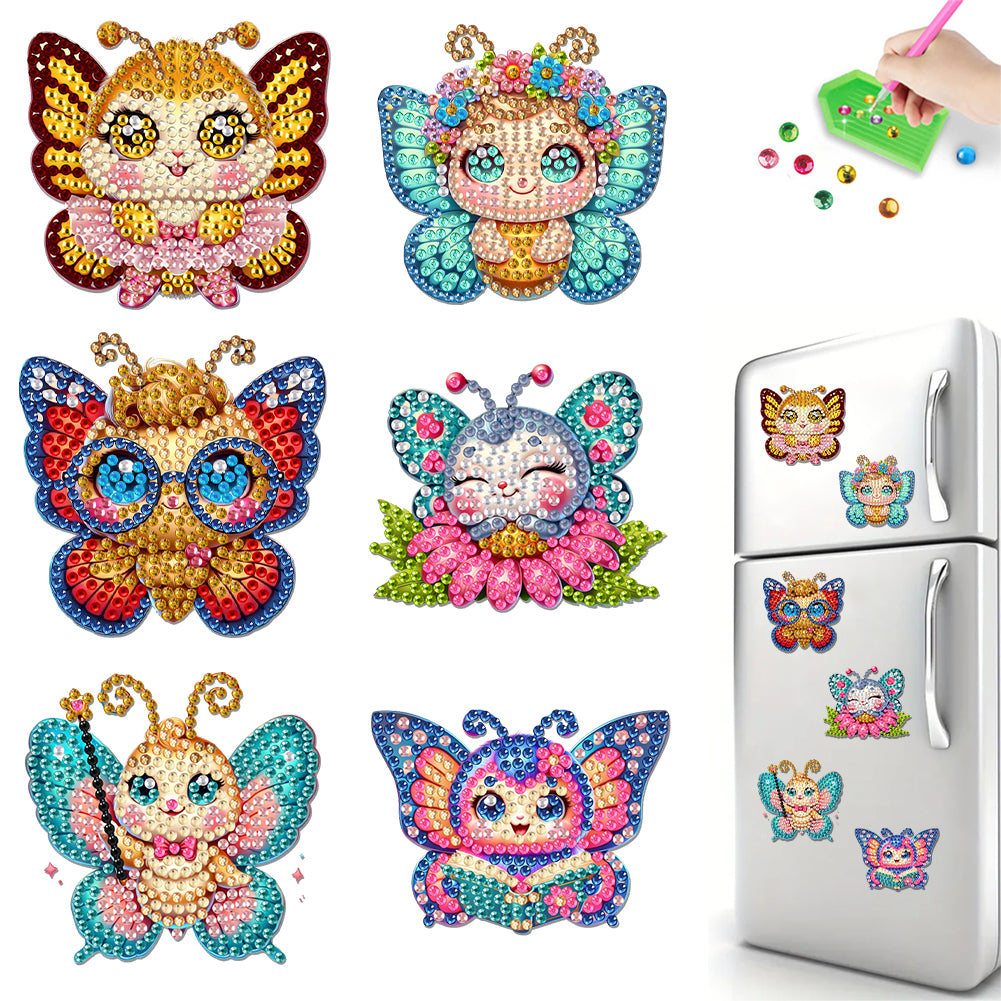 6Pcs Acrylic Butterfly Diamond Art Magnets Decals Diamond Painting Fridge Magnet