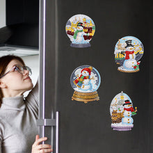 Load image into Gallery viewer, 5Pcs Acrylic Snowman Diamond Art Fridge Magnet Decorative for Fridge Whiteboards
