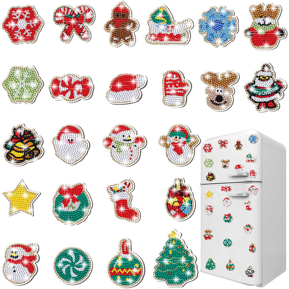 24Pcs Autumn Harvest Diamond Painting Refrigerator Magnet for Fridge Whiteboards