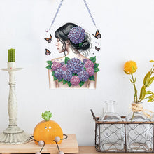 Load image into Gallery viewer, Acrylic Double Sided Flower Girl Back DIY Diamond Painting Art Pendant Kit
