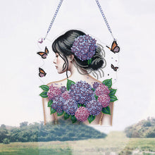 Load image into Gallery viewer, Acrylic Double Sided Flower Girl Back DIY Diamond Painting Art Pendant Kit
