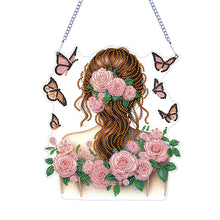 Load image into Gallery viewer, Acrylic Double Sided Flower Girl Back DIY Diamond Painting Art Pendant Kit

