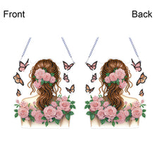 Load image into Gallery viewer, Acrylic Double Sided Flower Girl Back DIY Diamond Painting Art Pendant Kit

